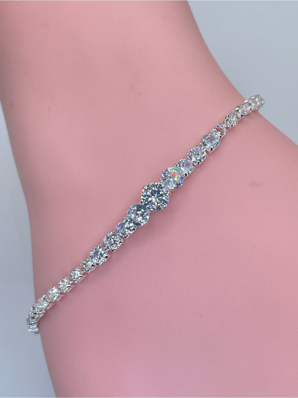 Swarovski Crystal Elements White Crystal Dainty Tennis Bracelet Bridal Formal